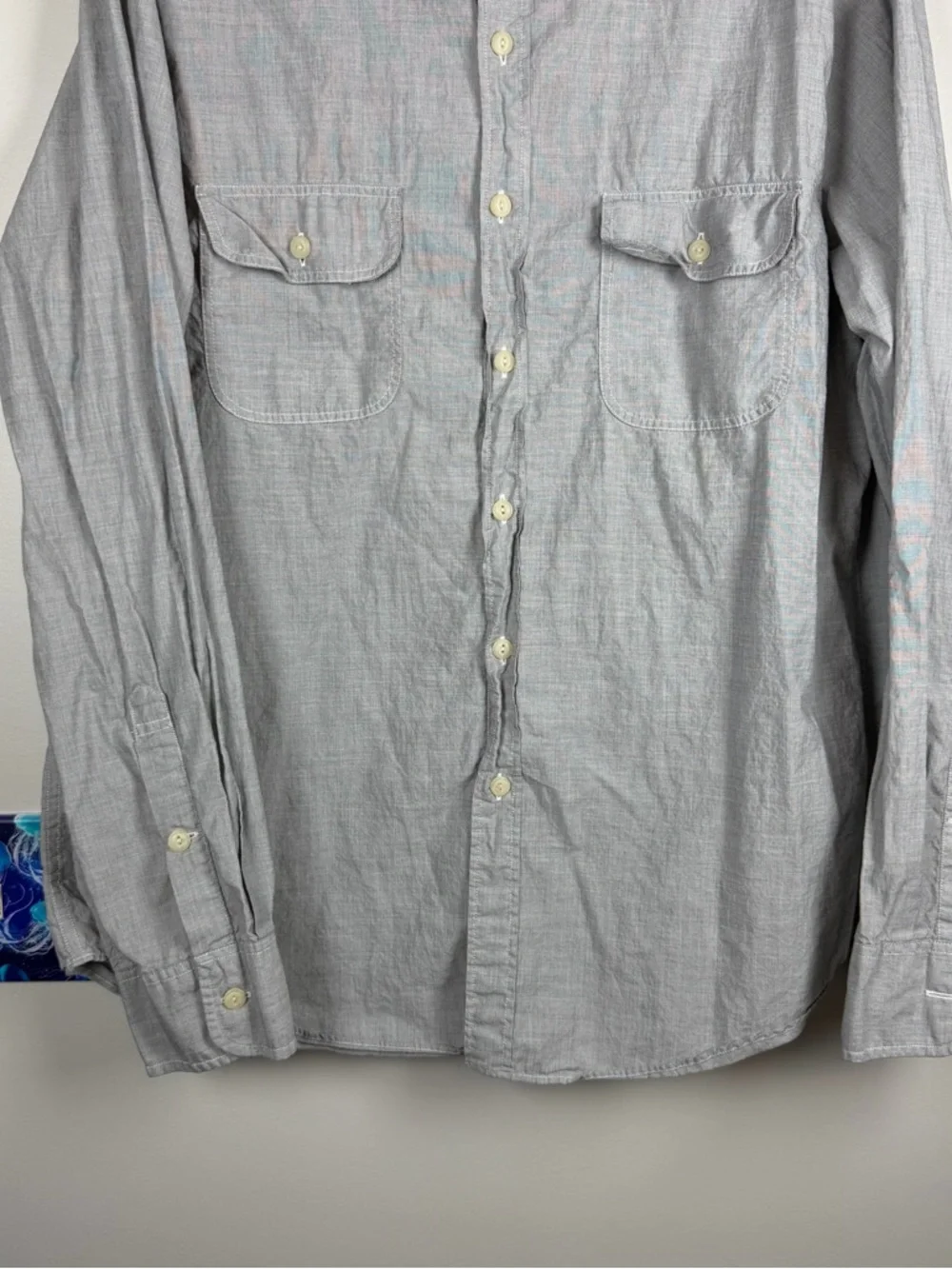 J.Crew Workshirt Gray Cotton Button Up Long Sleeve Career Classic Shirt Men’s XL